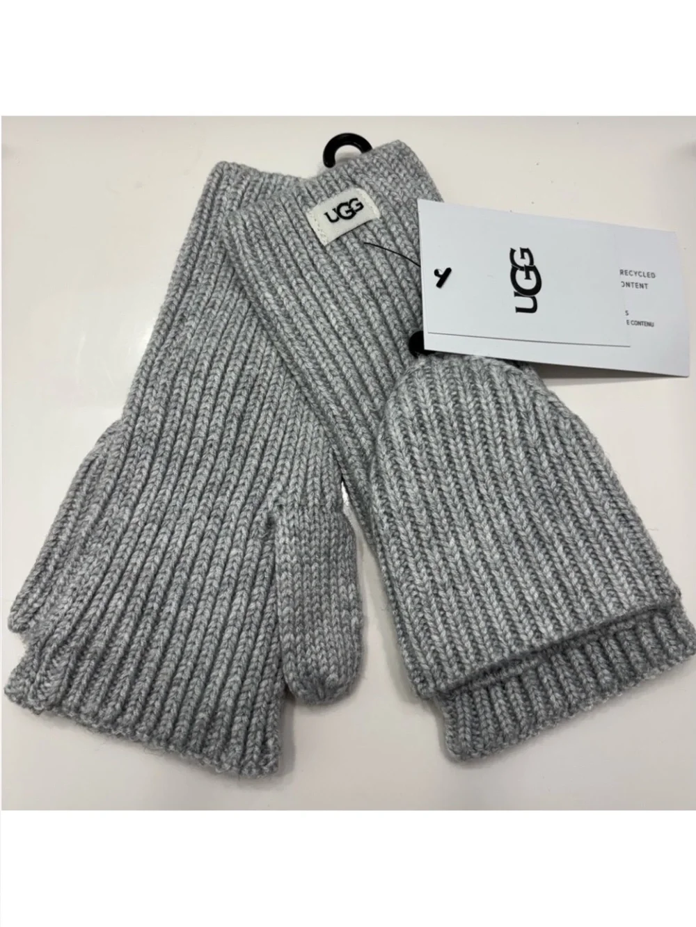 UGG Knit Convertible Mittens in gray.